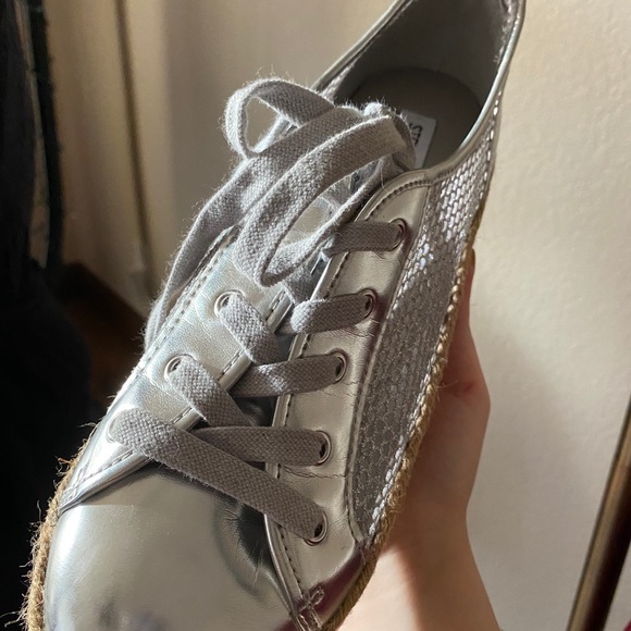 Sparkly Silver Twine Sneaker Platforms - Picture 3 of 3